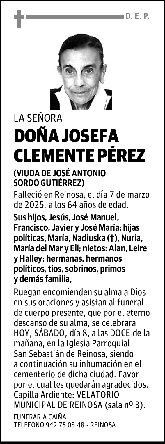 DOÑA JOSEFA CLEMENTE PÉREZ