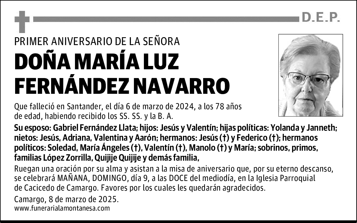 DOÑA MARÍA LUZ FERNÁNDEZ NAVARRO