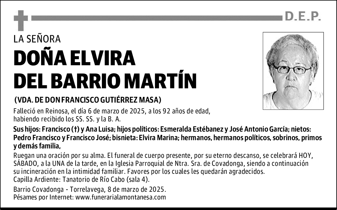 DOÑA ELVIRA DEL BARRIO MARTÍN