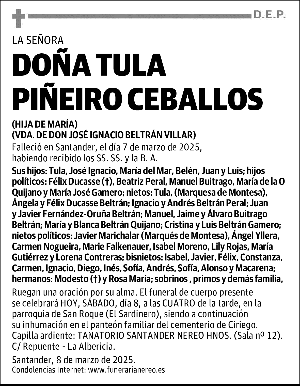 DOÑA TULA PIÑEIRO CEBALLOS