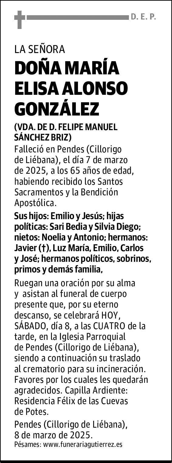 DOÑA MARÍA ELISA ALONSO GONZÁLEZ