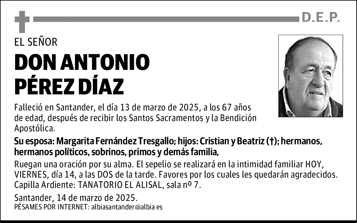 DON ANTONIO PÉREZ DÍAZ