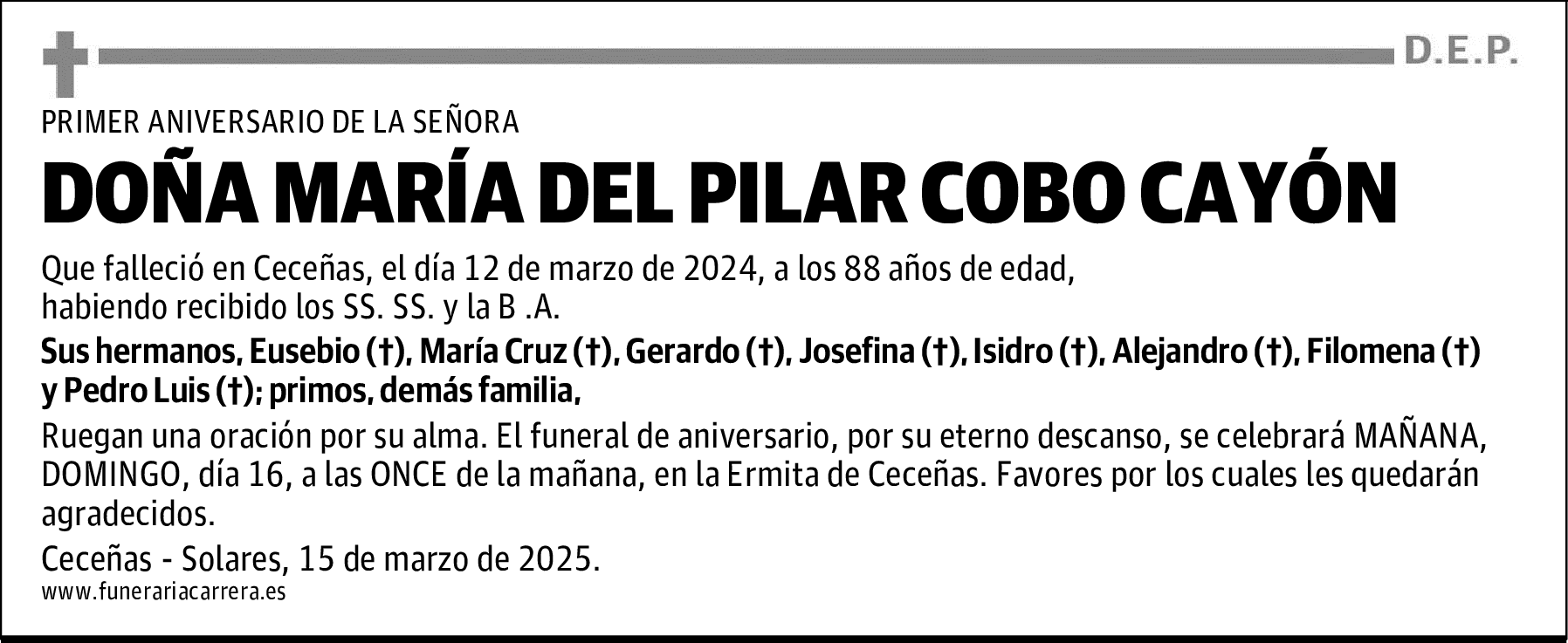 DOÑA MARÍA DEL PILAR COBO CAYÓN