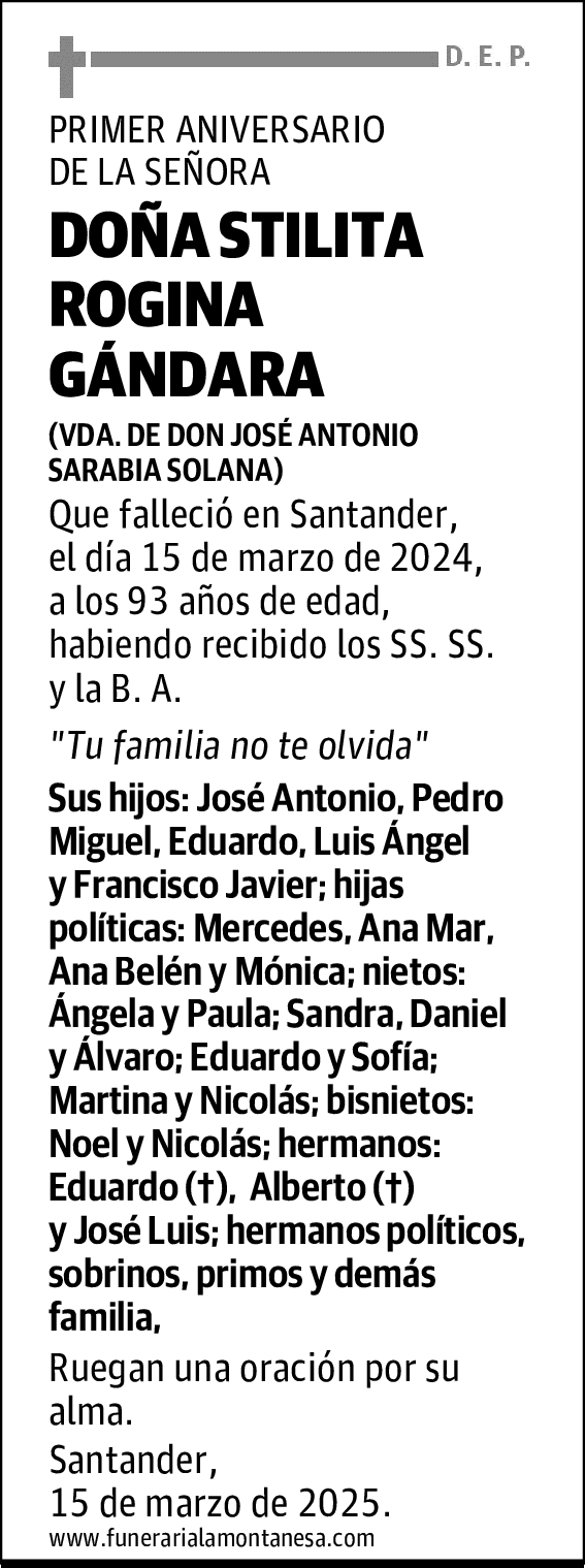DOÑA STILITA ROGINA GÁNDARA