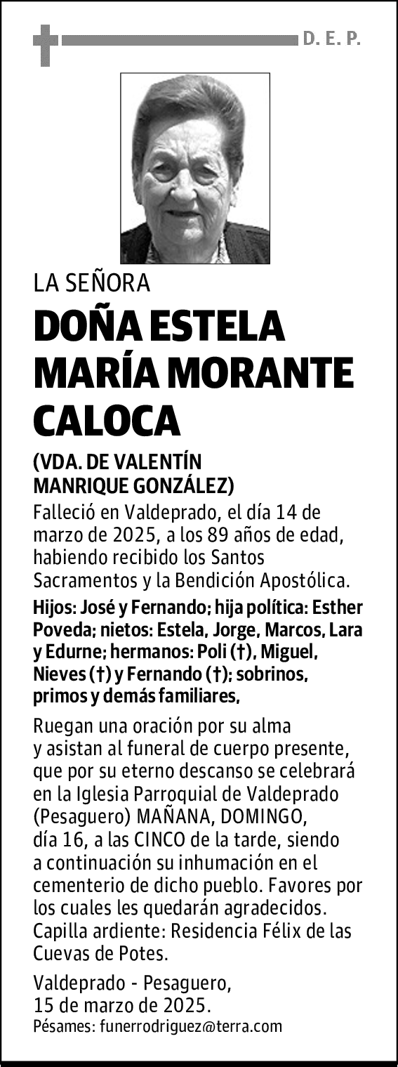 DOÑA ESTELA MARÍA MORANTE CALOCA