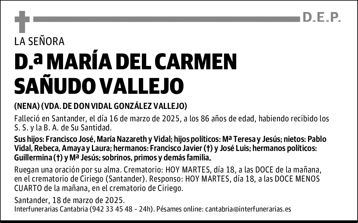 D.ª MARÍA DEL CARMEN SAÑUDO VALLEJO