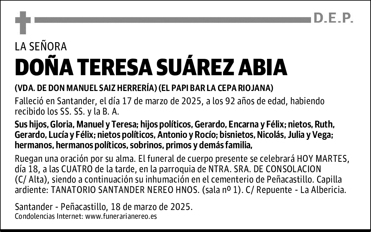 DOÑA TERESA SUÁREZ ABIA