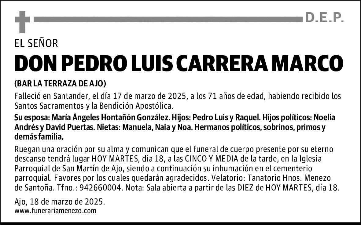 DON PEDRO LUIS CARRERA MARCO