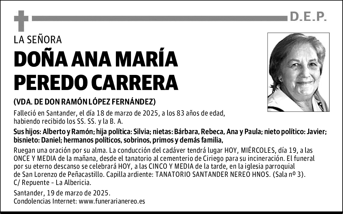 DOÑA ANA MARÍA PEREDO CARRERA