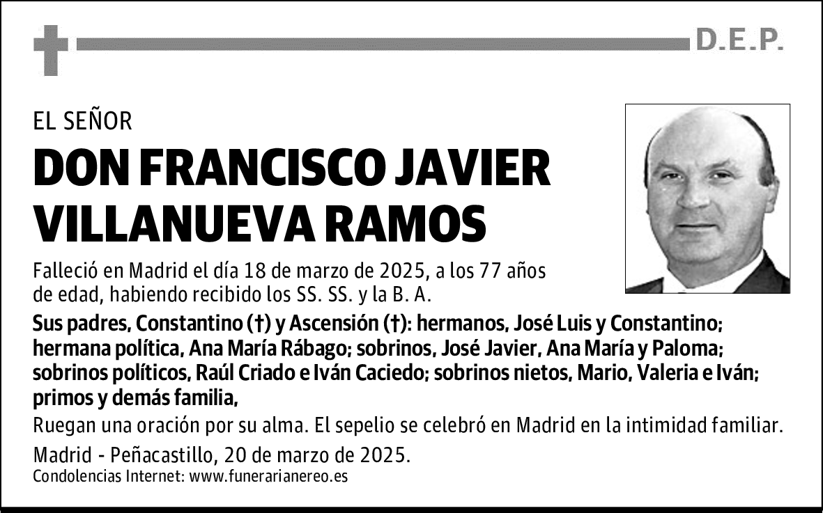 DON FRANCISCO JAVIER VILLANUEVA RAMOS