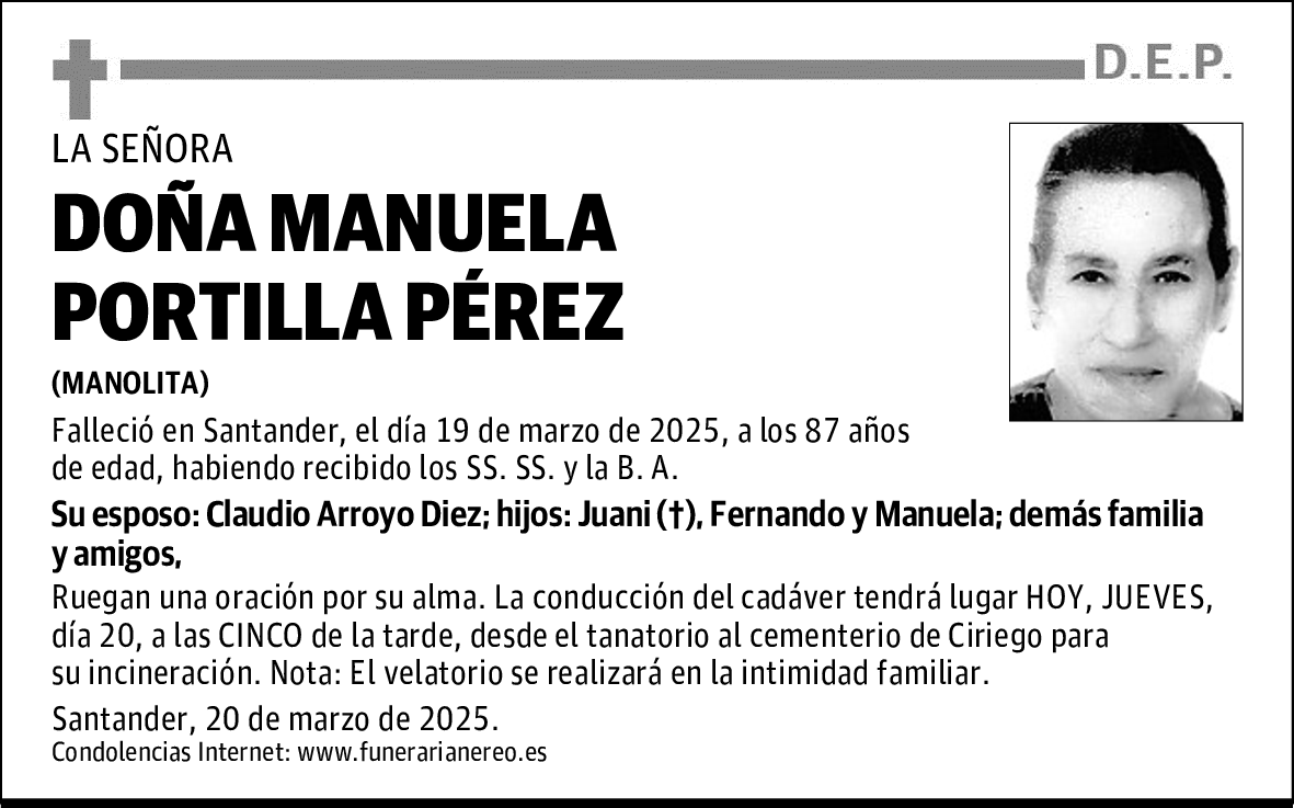 DOÑA MANUELA PORTILLA PÉREZ