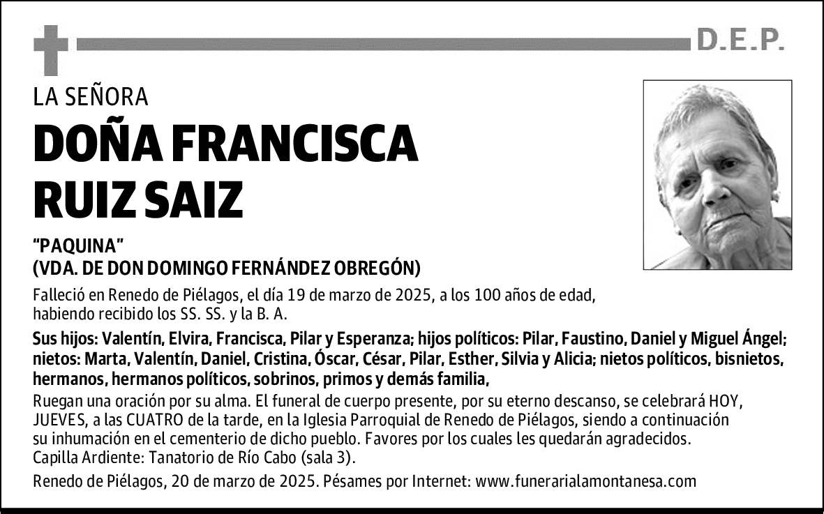 DOÑA FRANCISCA RUIZ SAIZ