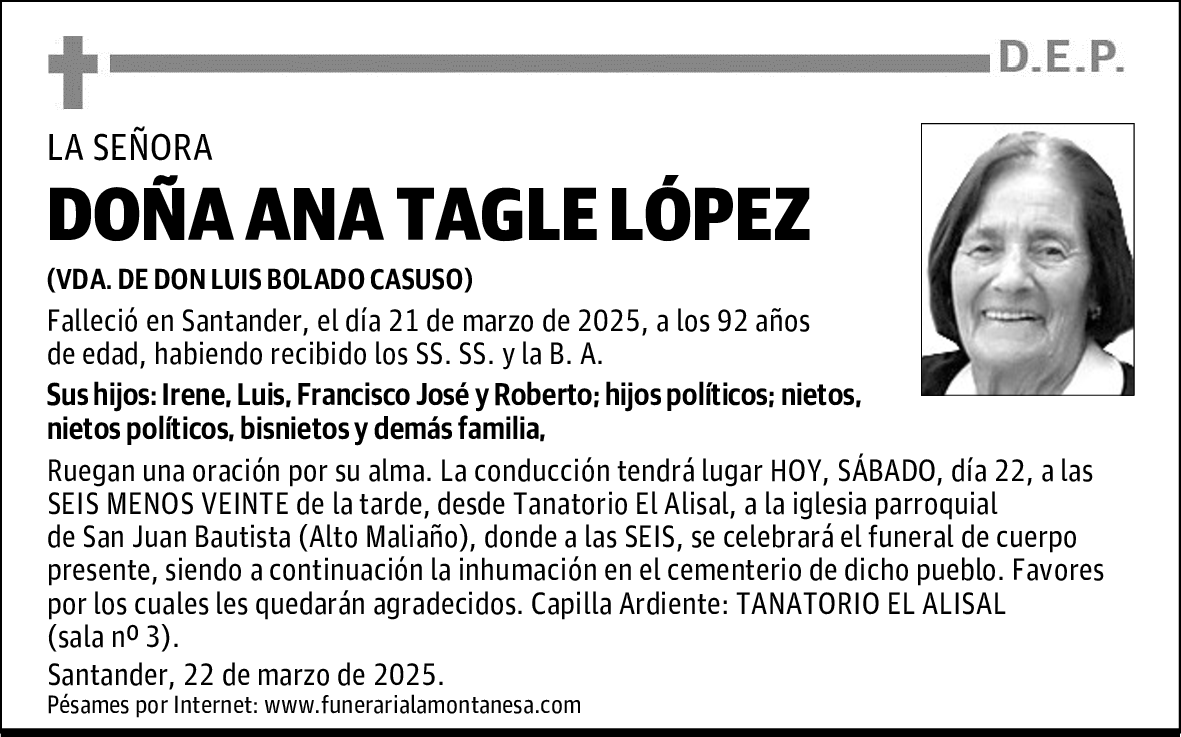 DOÑA ANA TAGLE LÓPEZ