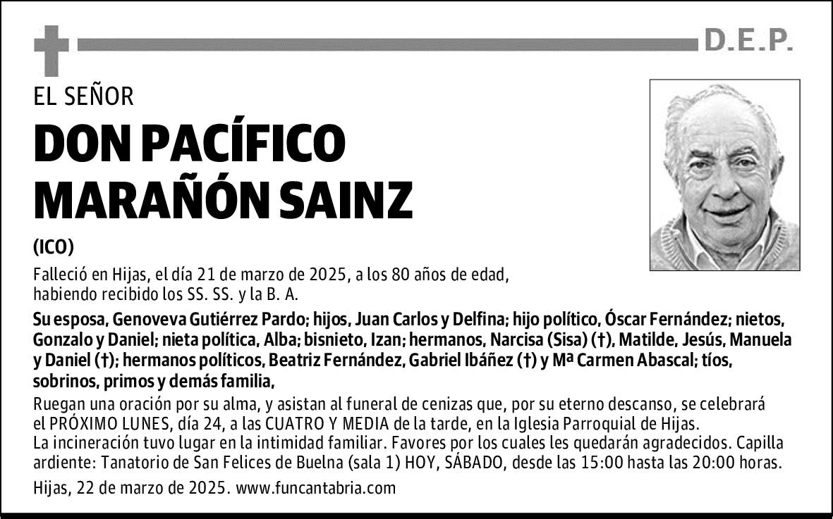 DON PACÍFICO MARAÑÓN SAINZ