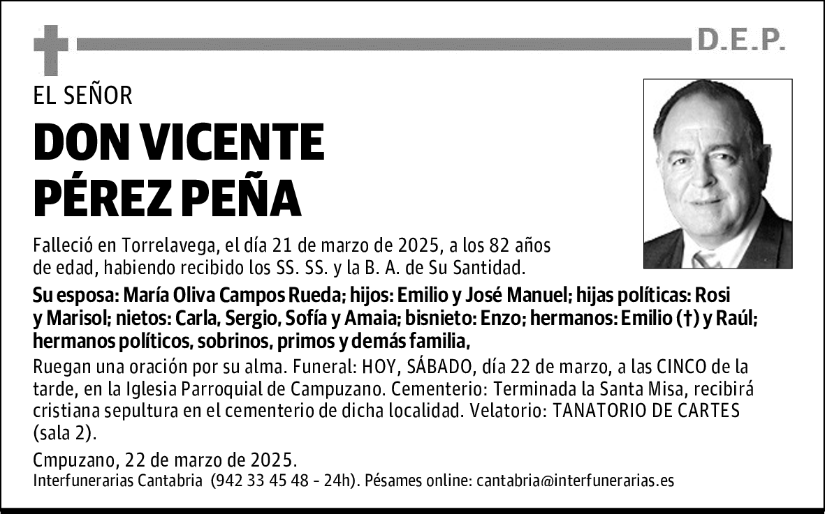 DON VICENTE PÉREZ PEÑA