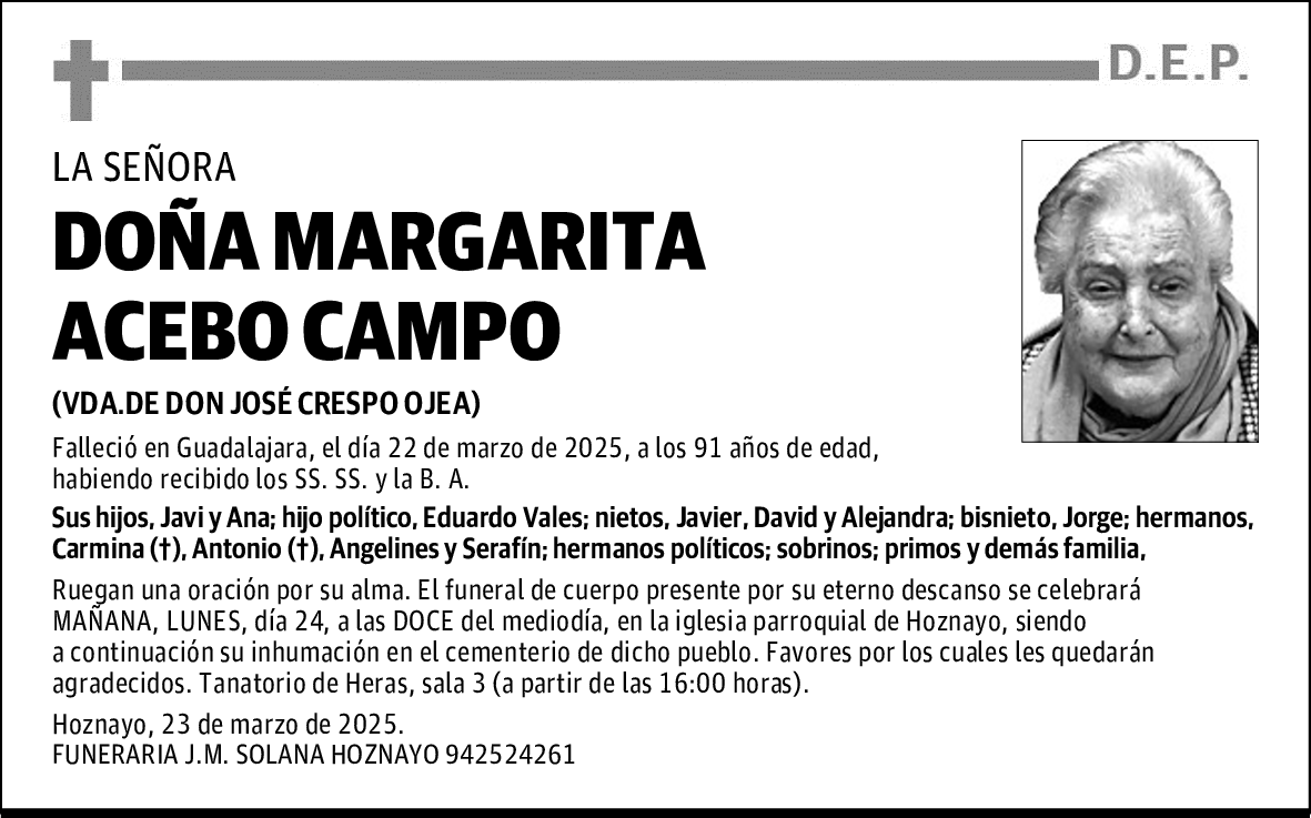 DOÑA MARGARITA ACEBO CAMPO