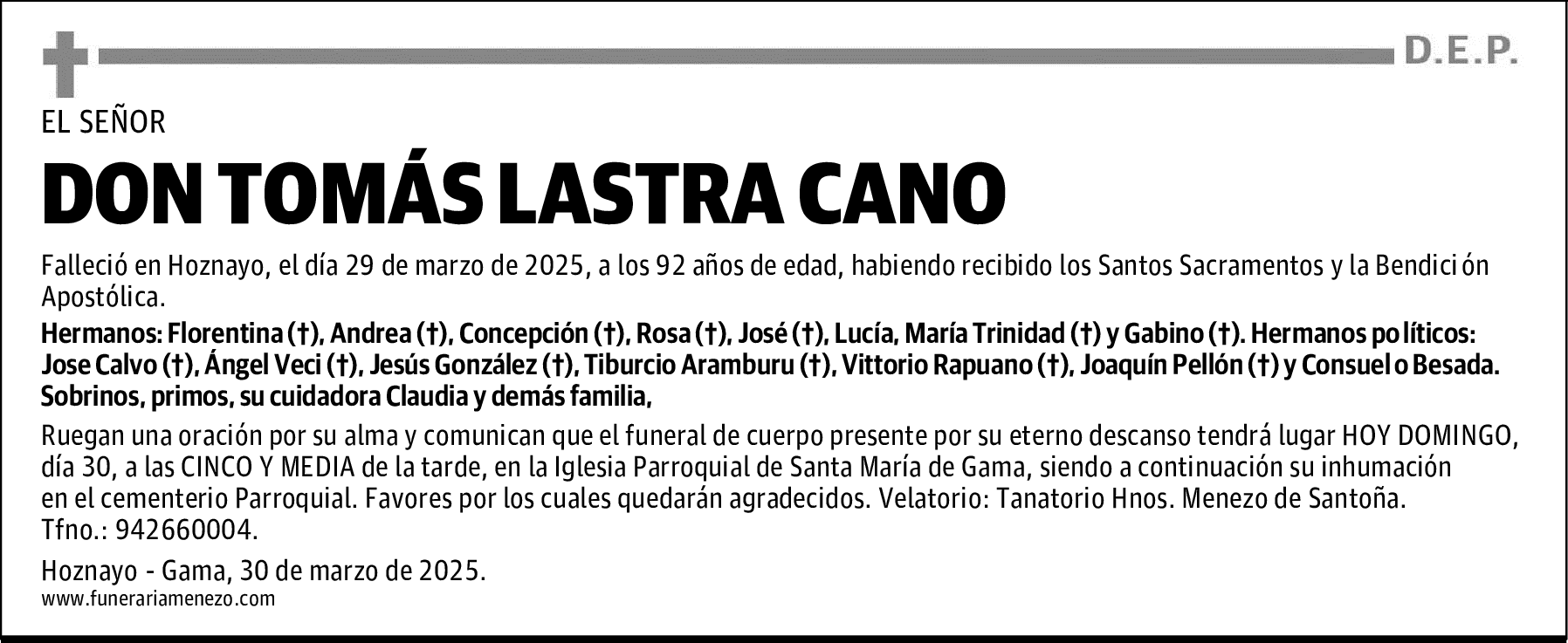 DON TOMÁS LASTRA CANO