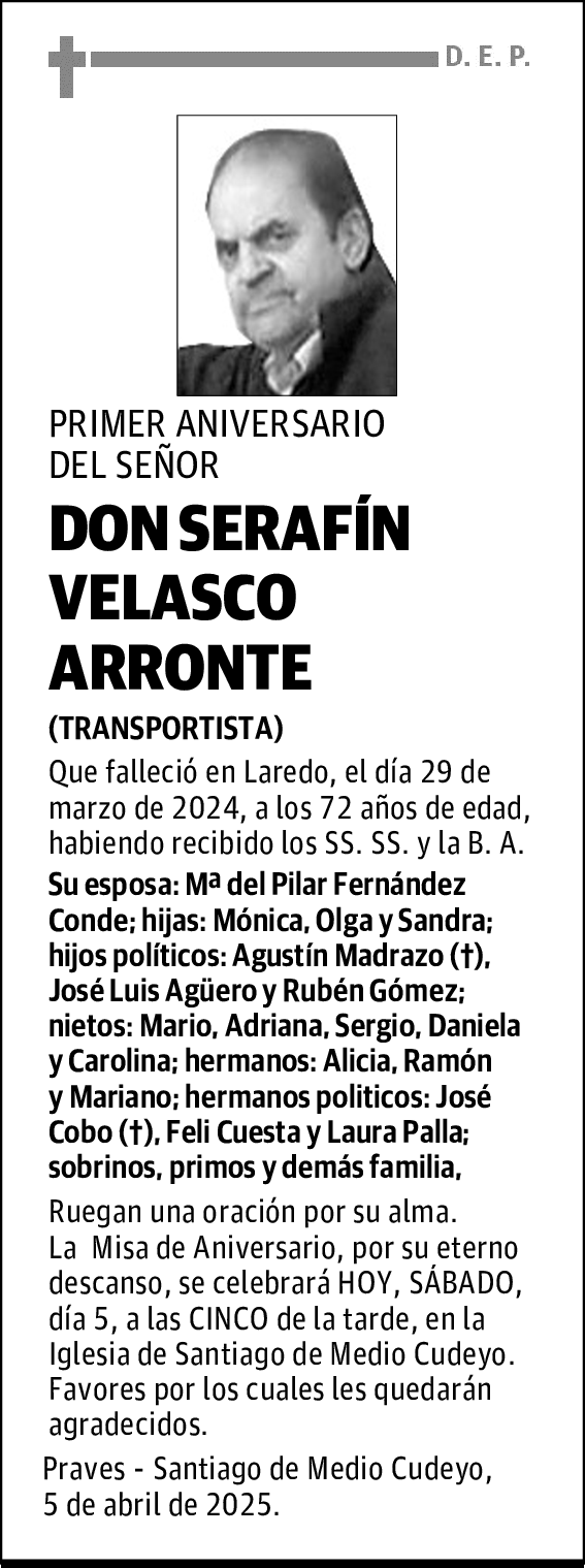 DON SERAFÍN VELASCO ARRONTE