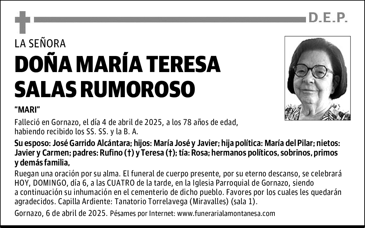 DOÑA MARÍA TERESA SALAS RUMOROSO