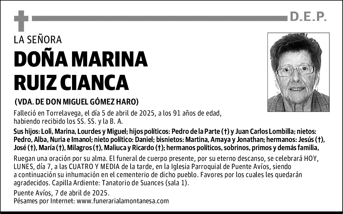 DOÑA MARINA RUIZ CIANCA