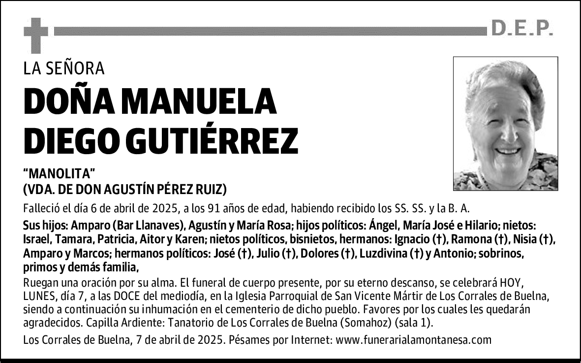 DOÑA MANUELA DIEGO GUTIÉRREZ