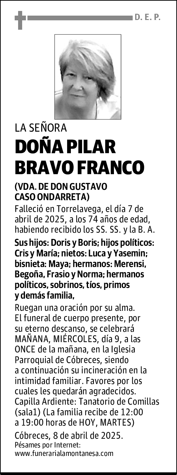 DOÑA PILAR BRAVO FRANCO