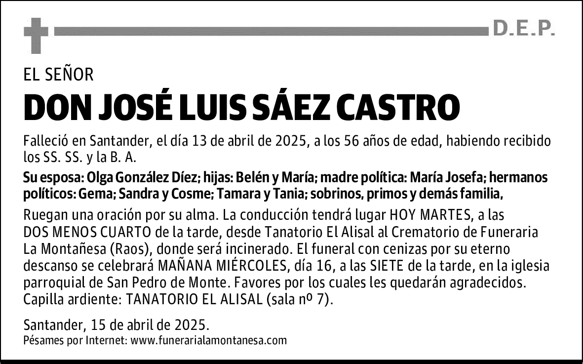 DON JOSÉ LUIS SÁEZ CASTRO
