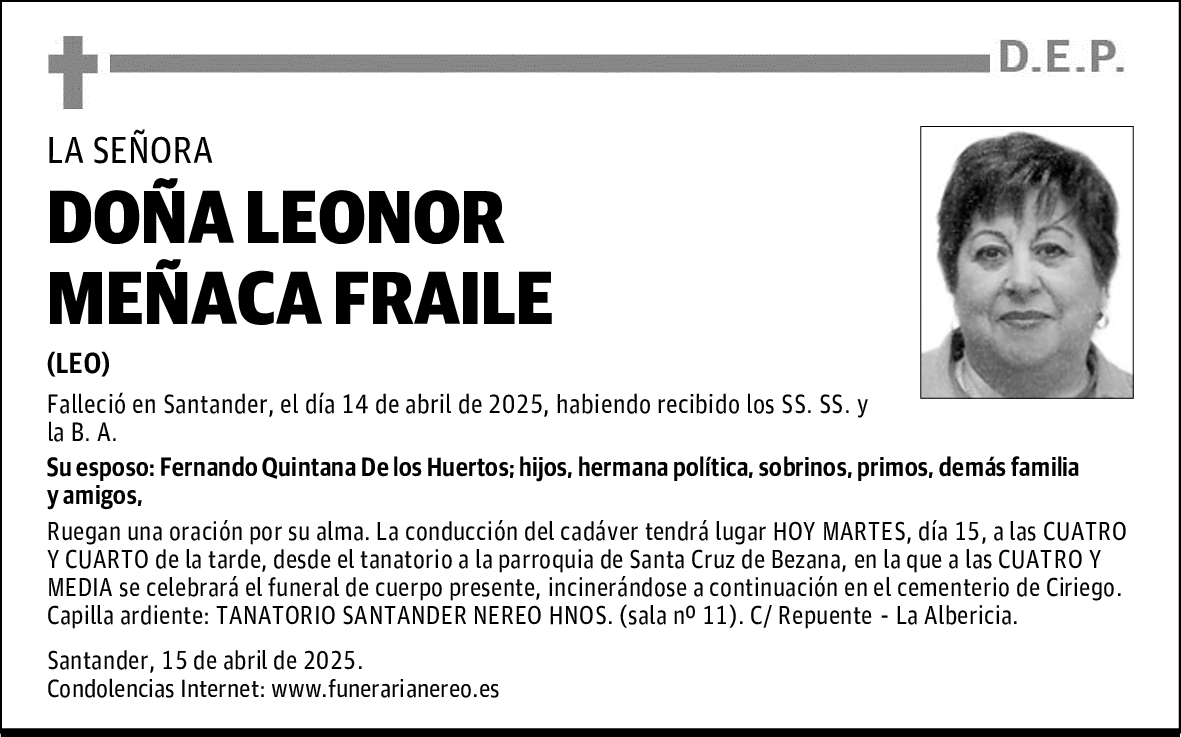 DOÑA LEONOR MEÑACA FRAILE