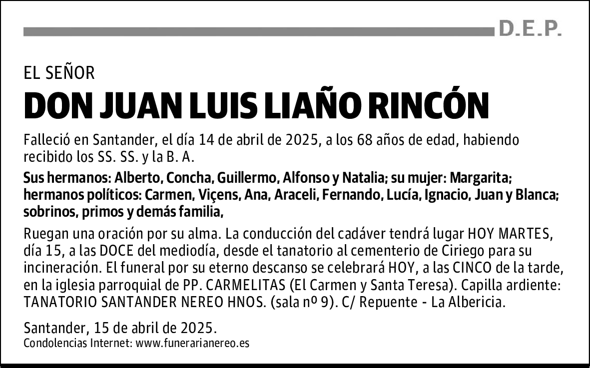 DON JUAN LUIS LIAÑO RINCÓN