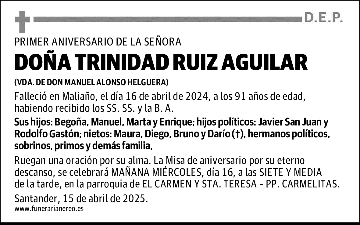 DOÑA TRINIDAD RUIZ AGUILAR
