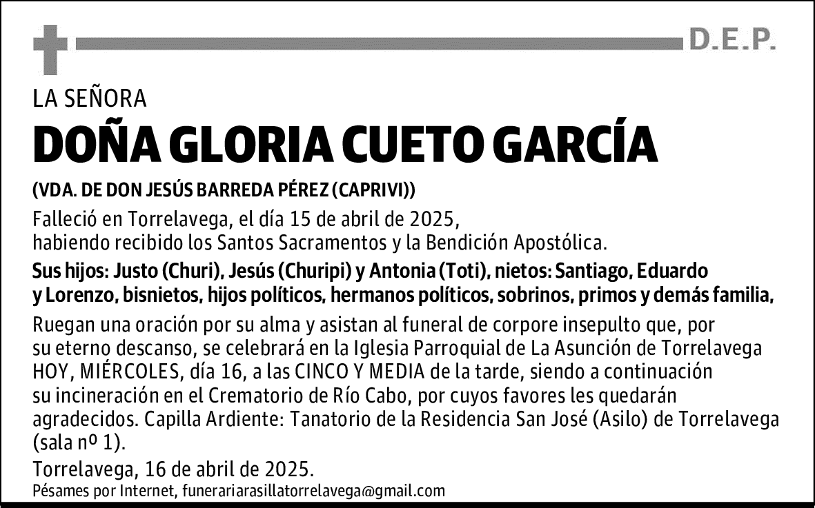 DOÑA GLORIA CUETO GARCÍA