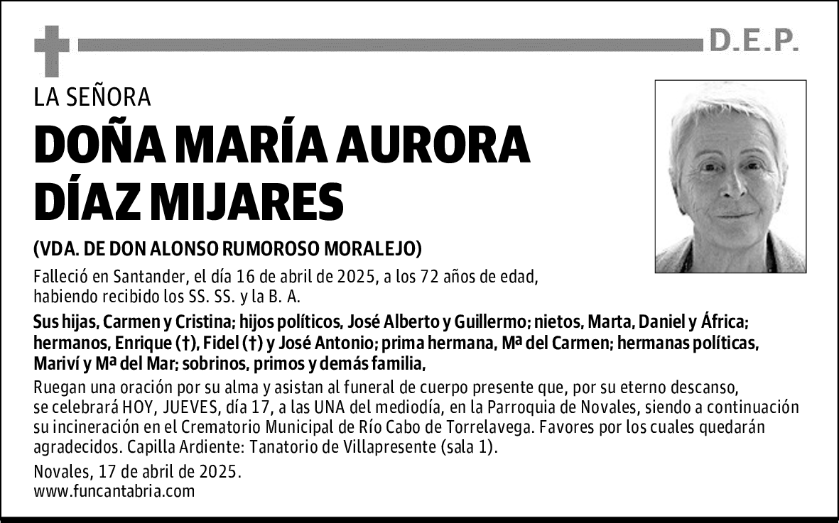 DOÑA MARÍA AURORA DÍAZ MIJARES