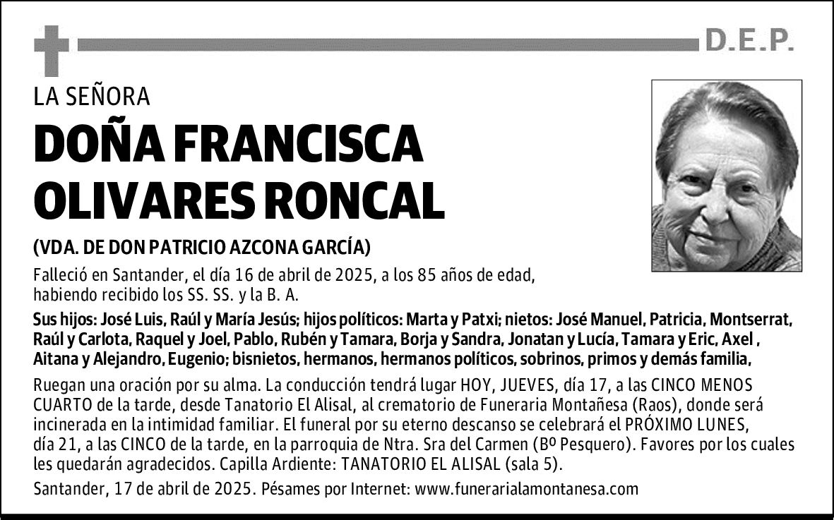 DOÑA FRANCISCA OLIVARES RONCAL