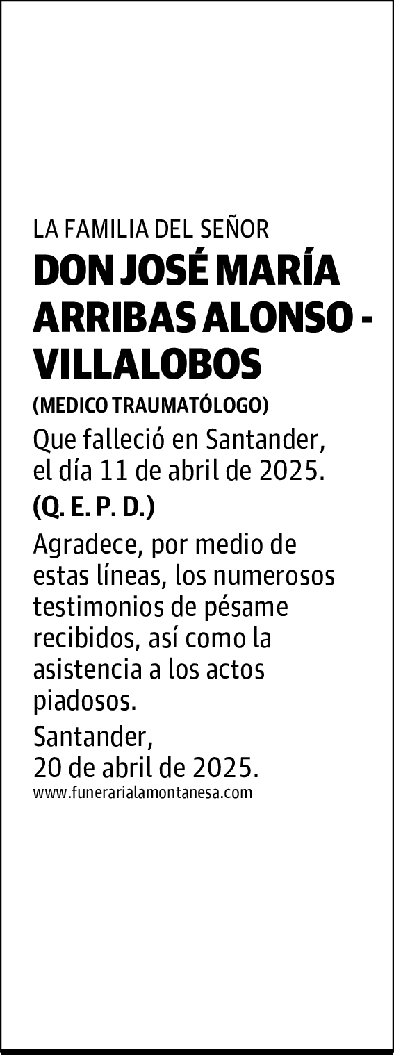 DON JOSÉ MARÍA ARRIBAS ALONSO - VILLALOBOS