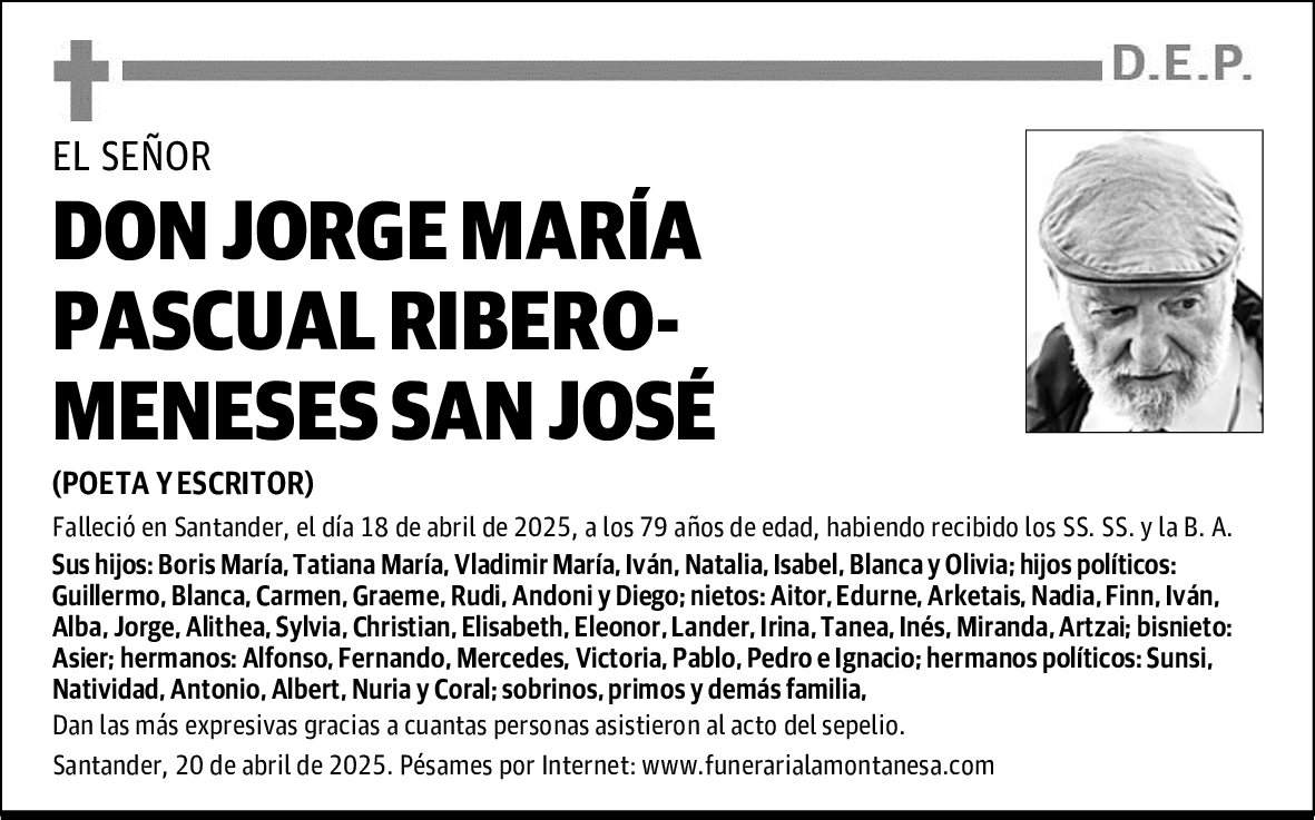 DON JORGE MARÍA PASCUAL RIBERO-MENESES SAN JOSÉ