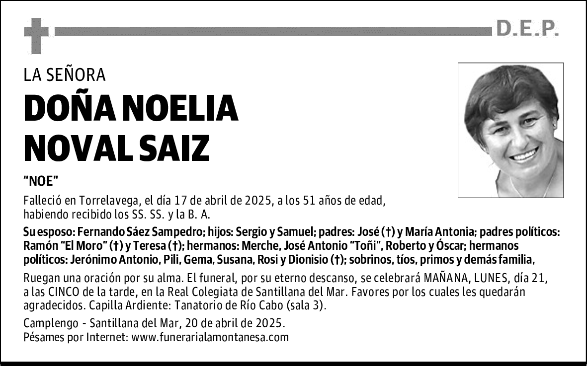 DOÑA NOELIA NOVAL SAIZ