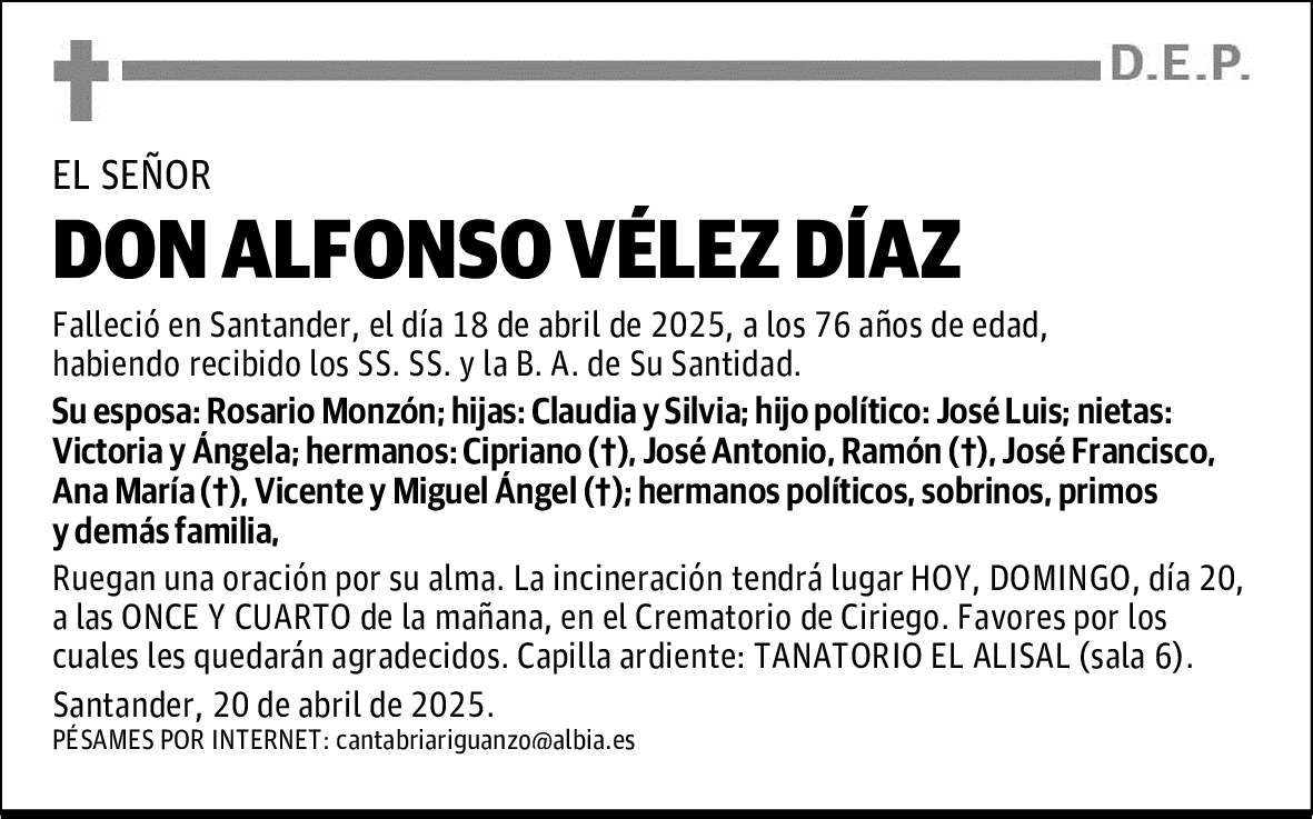 DON ALFONSO VÉLEZ DÍAZ
