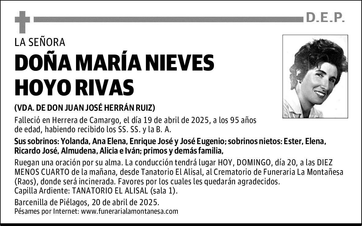 DOÑA MARÍA NIEVES HOYO RIVAS