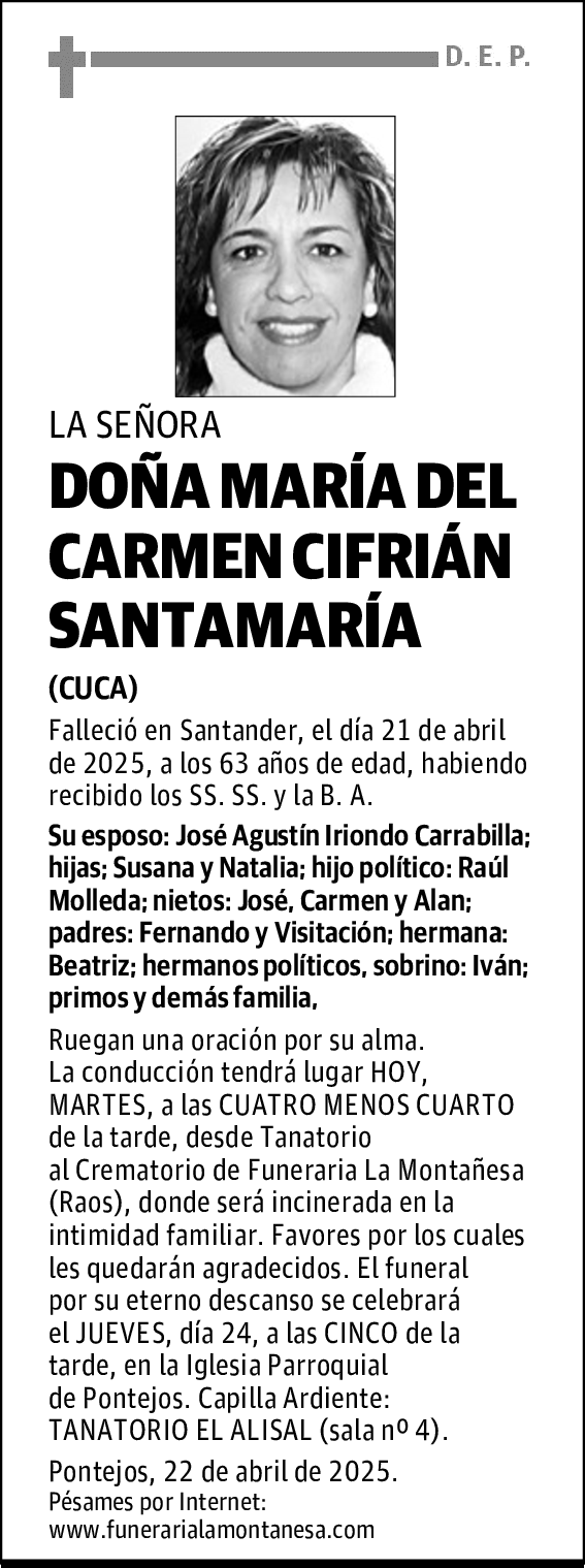 DOÑA MARÍA DEL CARMEN CIFRIÁN SANTAMARÍA