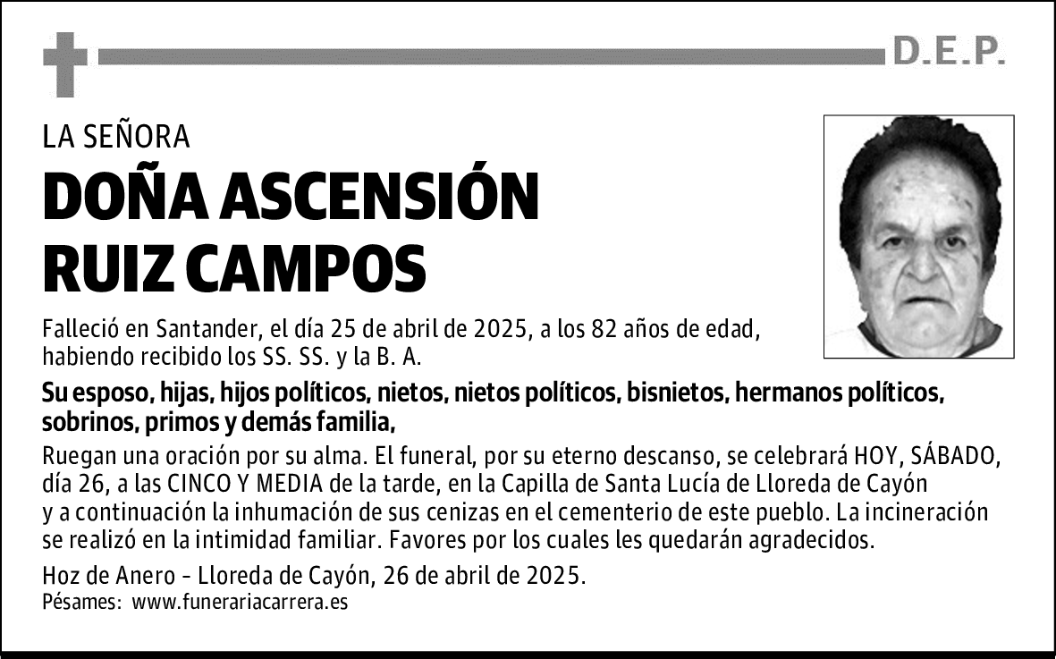 DOÑA ASCENSIÓN RUIZ CAMPOS