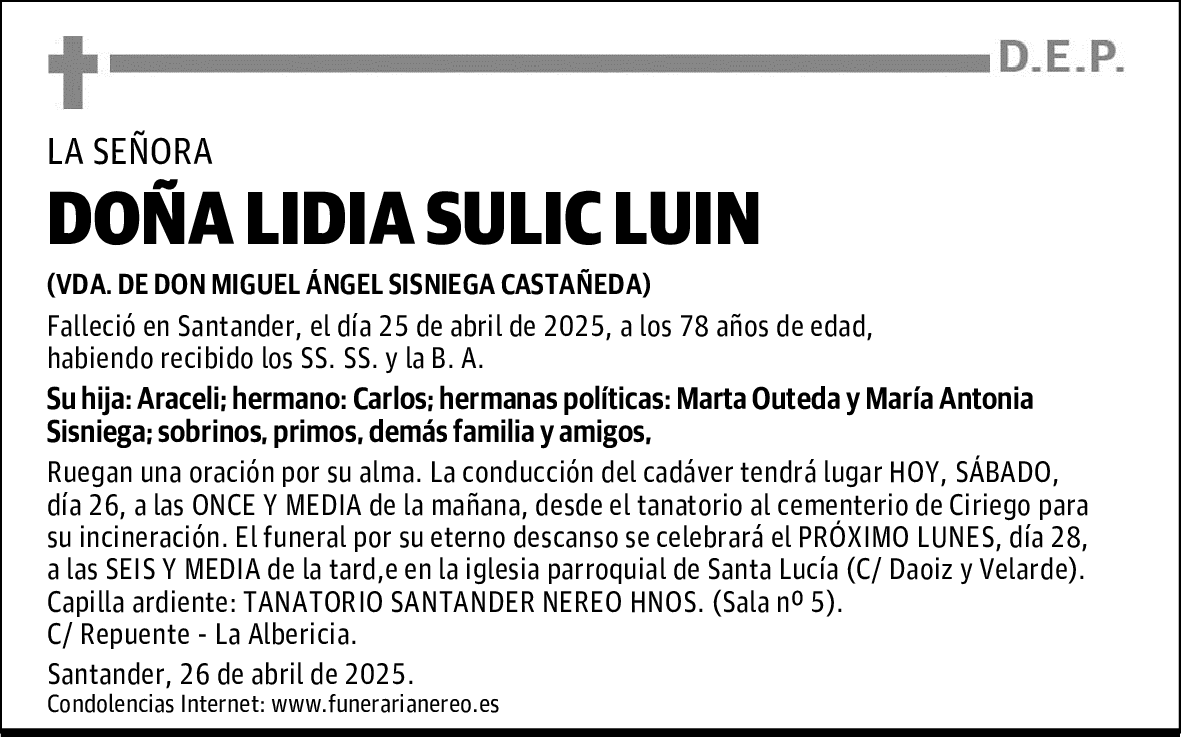 DOÑA LIDIA SULIC LUIN