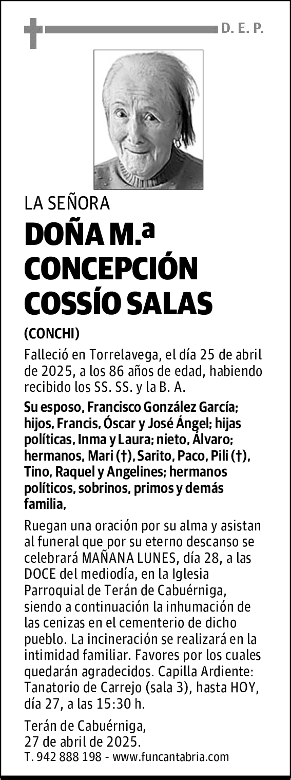DOÑA M.ª CONCEPCIÓN COSSÍO SALAS
