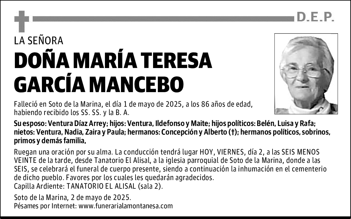 DOÑA MARÍA TERESA GARCÍA MANCEBO