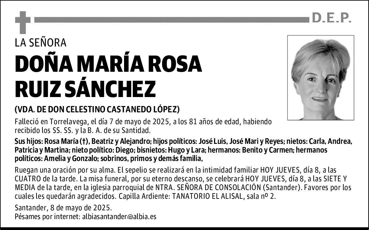 DOÑA MARÍA ROSA RUIZ SÁNCHEZ