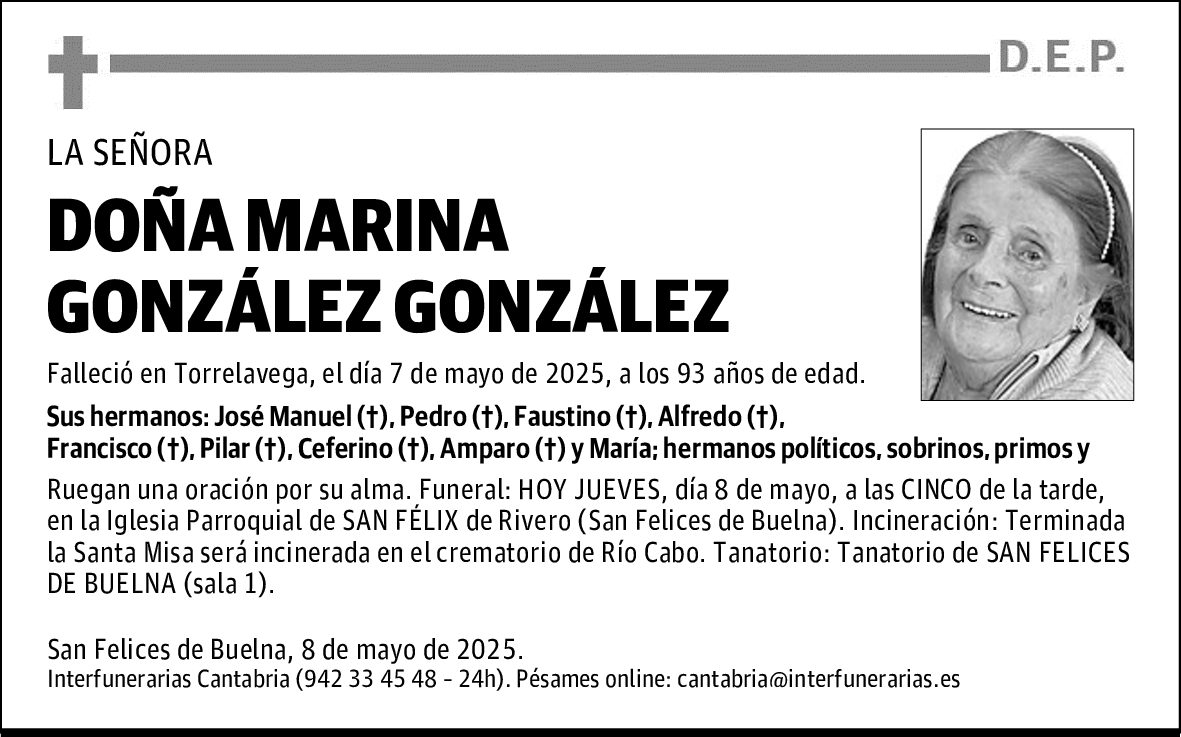 DOÑA MARINA GONZÁLEZ GONZÁLEZ