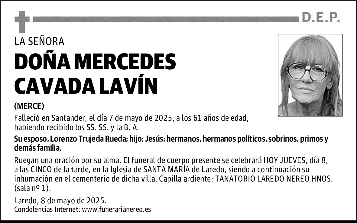 DOÑA MERCEDES CAVADA LAVÍN