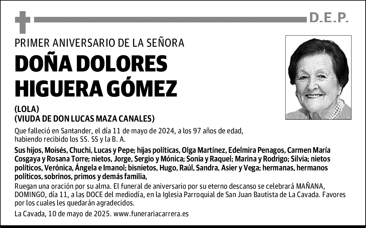 DOÑA DOLORES HIGUERA GÓMEZ