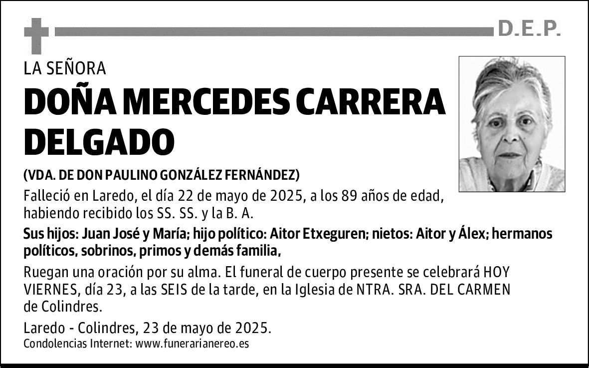 DOÑA MERCEDES CARRERA DELGADO