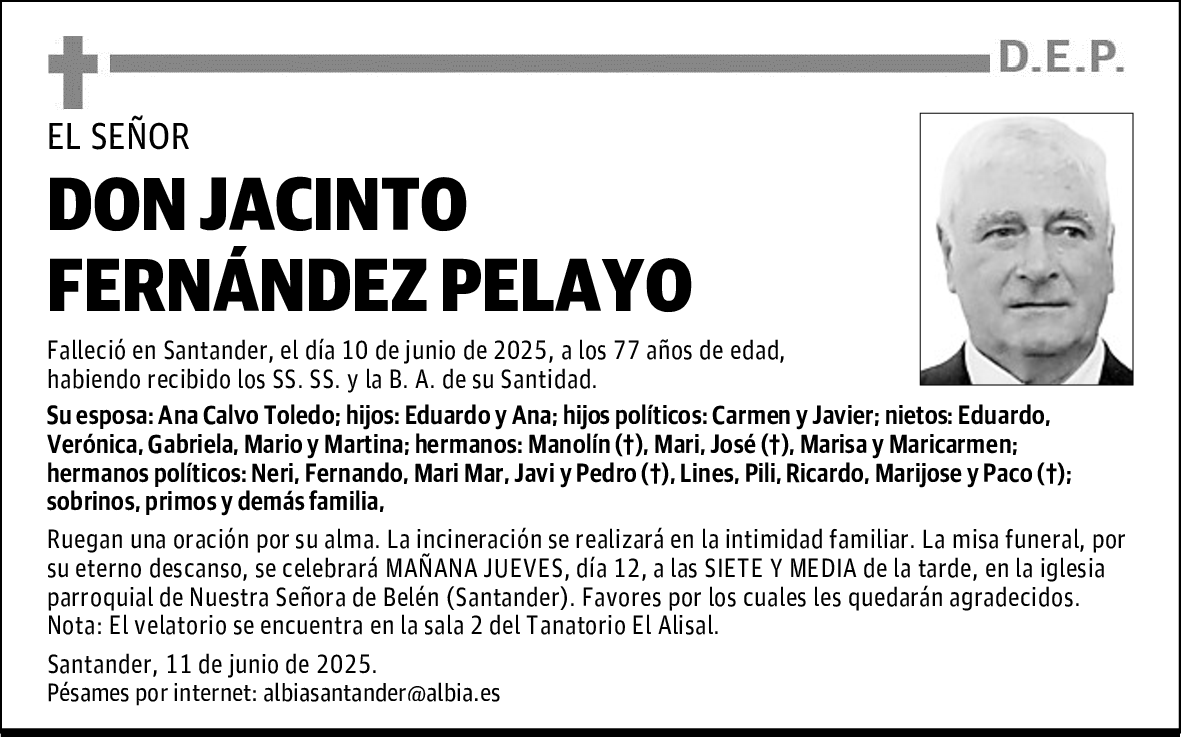 DON JACINTO FERNÁNDEZ PELAYO