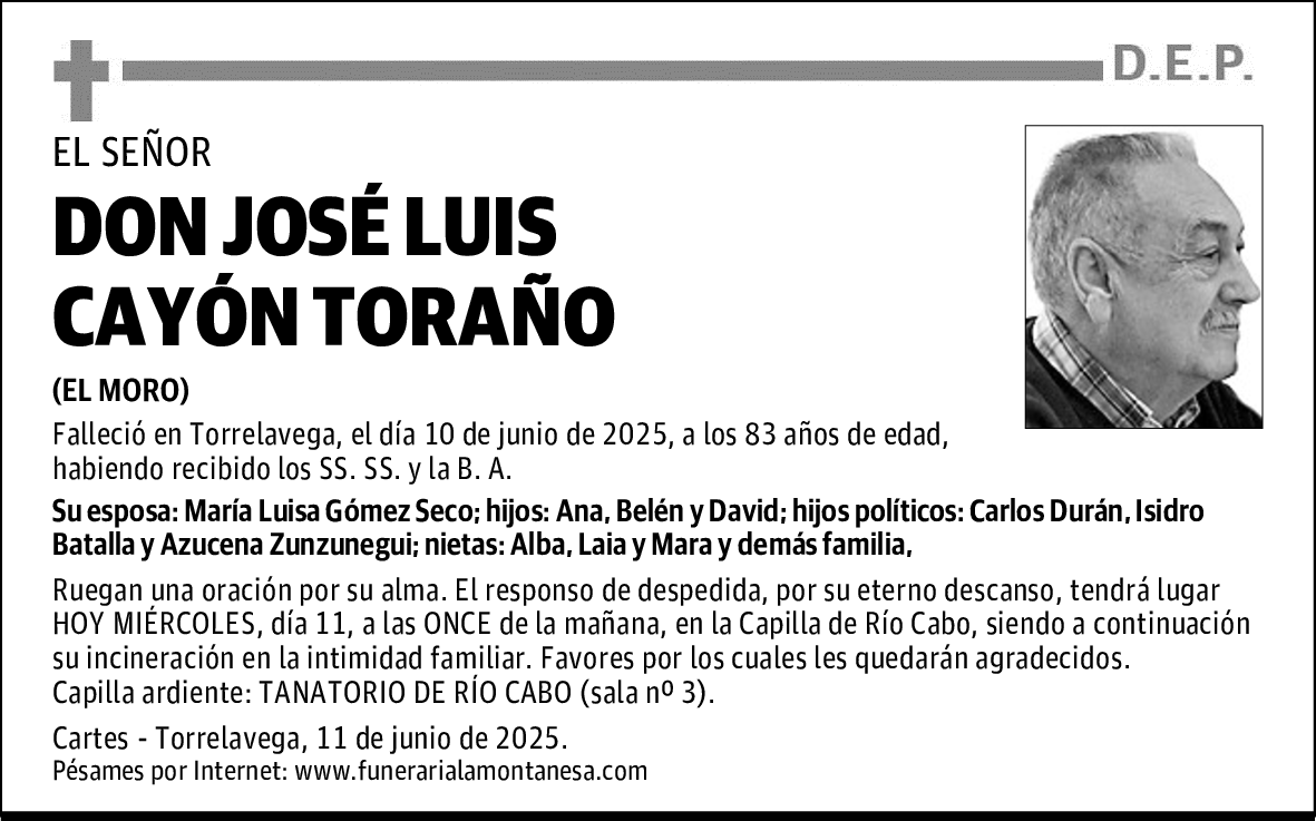 DON JOSÉ LUIS CAYÓN TORAÑO